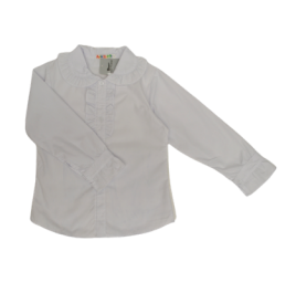 Рубашка д/девочки белая с оборками длинный рукав 3 вида х/б