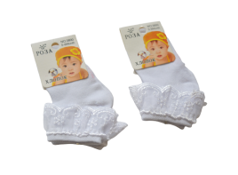 Носки детские №3800 (6-12мес) д/новорожденных с рюшей белые Роза