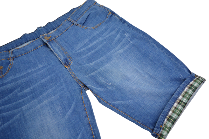 Бриджи мужские MERSH 048 (р.36-46) джинсовые, синие с отворотом фото 4