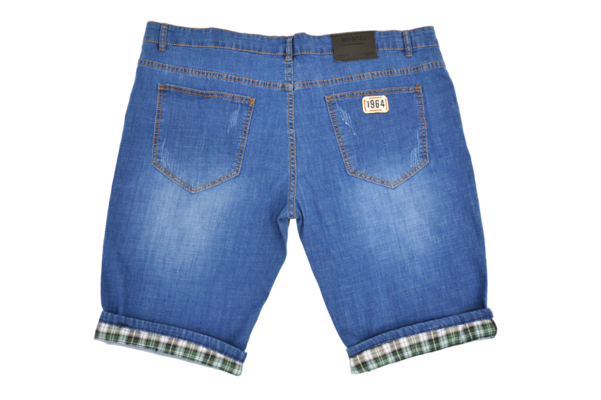 Бриджи мужские MERSH 048 (р.36-46) джинсовые, синие с отворотом фото 2