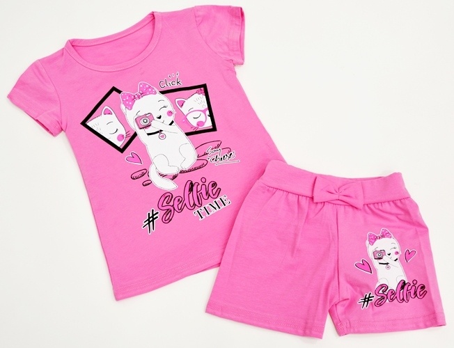 Комплект д/девочки (футболка+шорты) 5-8 цветной Kirpi (ПРОДАЖА ПО 4шт) фото 5