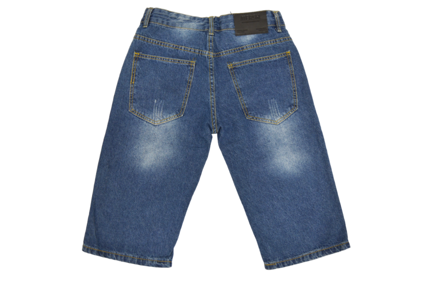 Бриджи мужские MERSH 033 (р.28-36) джинсовые, синие, рваные (ШТУЧНО) фото 2