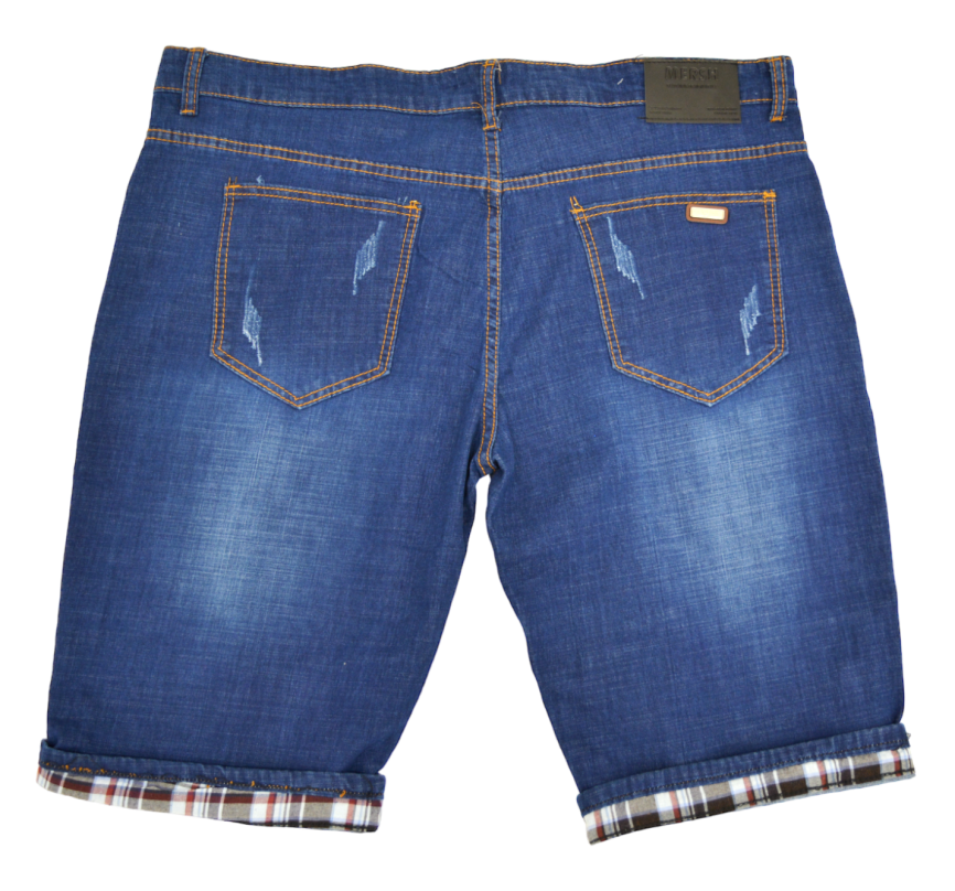 Бриджи мужские MERSH 040 (р.34-44) джинсовые, синие, с отворотом фото 2