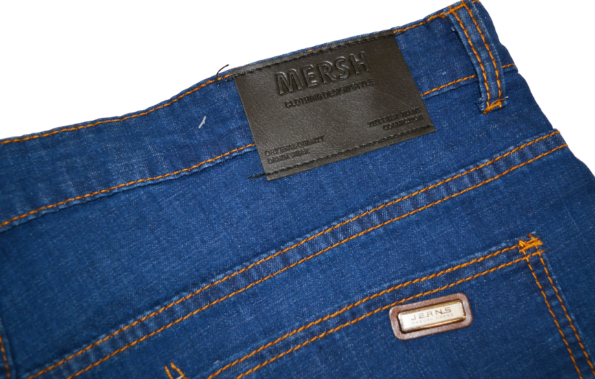 Бриджи мужские MERSH 040 (р.34-44) джинсовые, синие, с отворотом фото 7