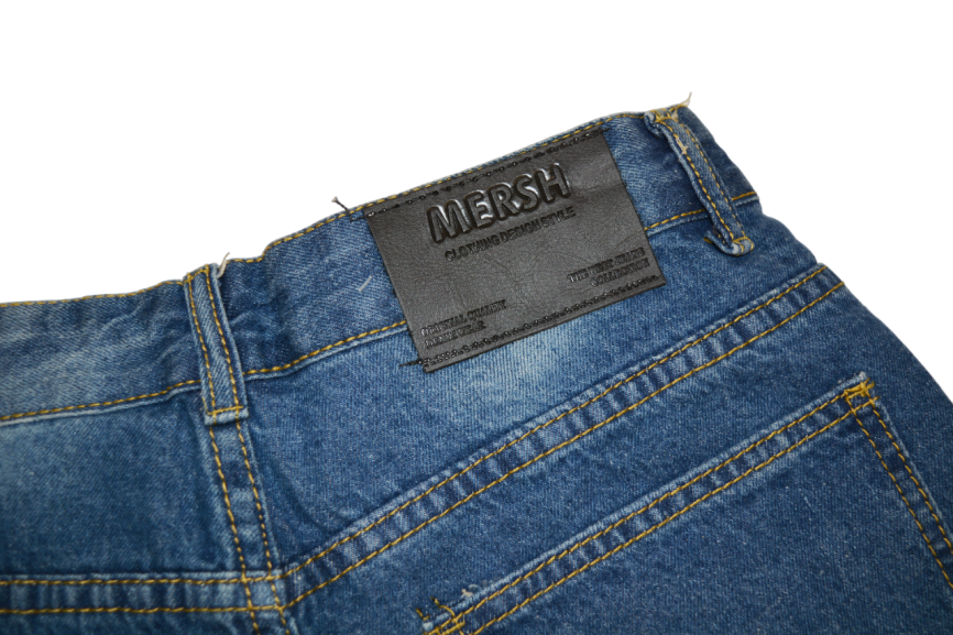 Бриджи мужские MERSH 033 (р.28-36) джинсовые, синие, рваные (ШТУЧНО) фото 6
